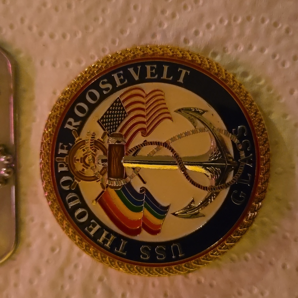 US Navy Challenge Coin Glass Uss Roosevelt